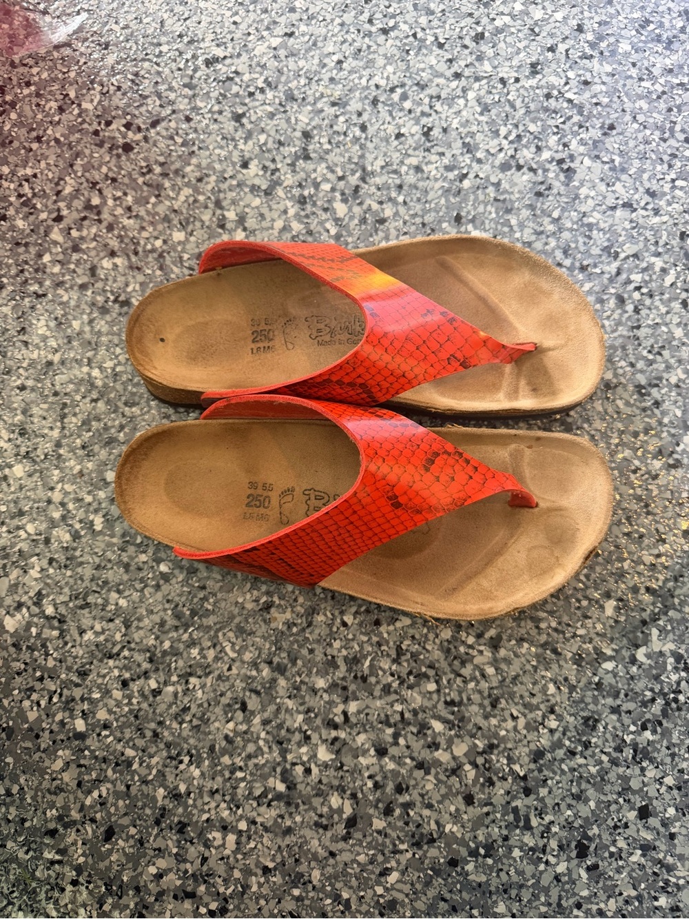 Women's Orange Snake-Print Toe-Post Sandals